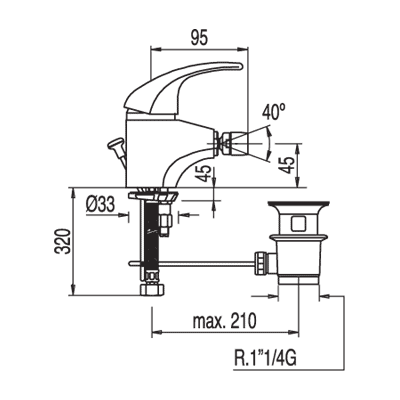 Grifo Monomando bidé  - Tres 172120