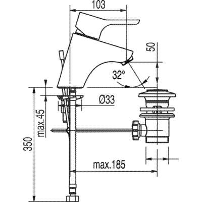 Grifo Monomando lavabo ecoeficiente  - Tres 185104