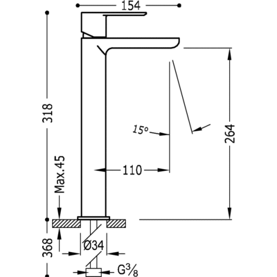 Grifo Monomando lavabo con alargadera - Tres 20010305