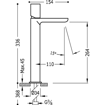 Grifo Monomando lavabo con alargadera - Tres 20010306