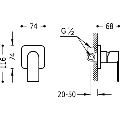 Grifo Monomando empotrar (1 vía) - Tres 20017701