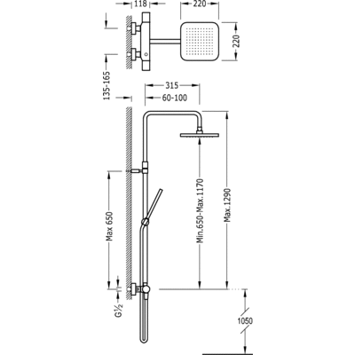 Conjunto ducha termostática  - Tres 20019501NA