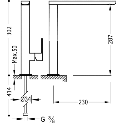 Grifo Monomando lavabo caño de 35x15 mm. - Tres 20020503BLD