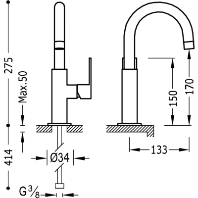 Grifo Monomando lavabo  - Tres 20020504ACD