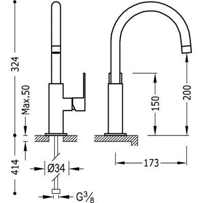Grifo Monomando lavabo  - Tres 20020505FUD