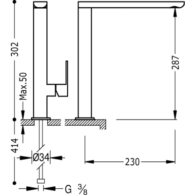 Grifo Monomando fregadero vertical LOFT‑TRES - Tres 20044001