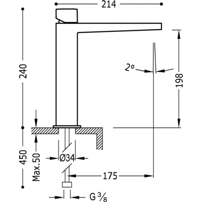 Grifo Monomando lavabo con alargadera. - Tres 20210304