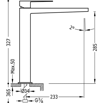 Grifo Monomando lavabo con alargadera. - Tres 20210305NED