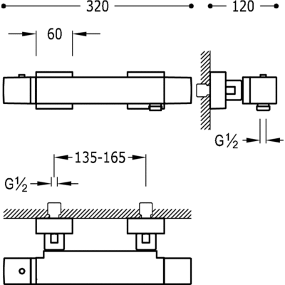 Ducha termostática  - Tres 20216409BL