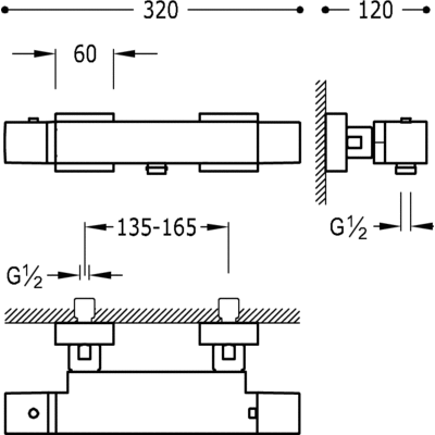 Bañera-ducha termostática con cascada.  - Tres 20217409AC