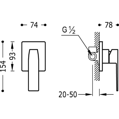 Grifo Monomando empotrar (1 vía) - Tres 20217701