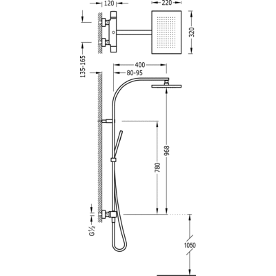Conjunto ducha termostática - Tres 20219501NE