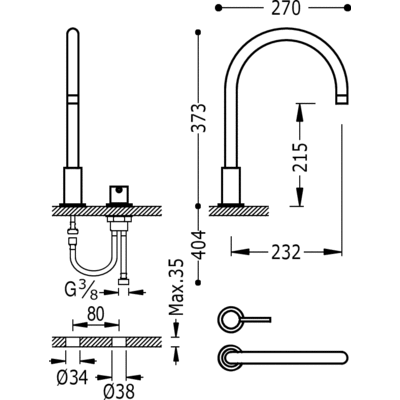 Grifo Monomando lavabo  - Tres 26110501AC
