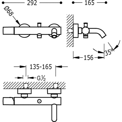 Grifo Monomando bañera‑ducha - Tres 26117001TNA