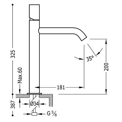 Grifo Monomando lavabo  - Tres 26130701TVED