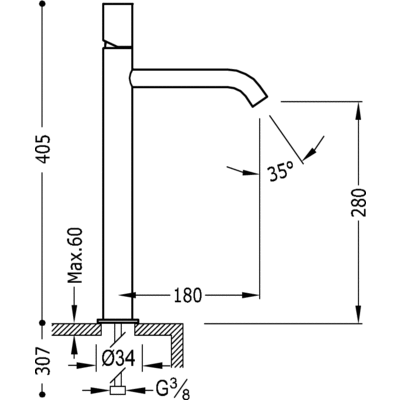 Grifo Monomando lavabo  - Tres 26130801TBLD