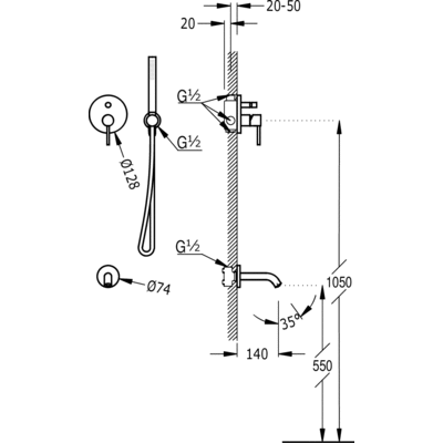 Kit de ducha monomando empotrado 
 - Tres 26218003AC