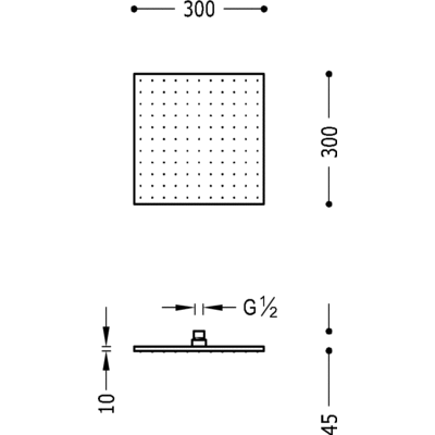 Rociador ducha anticalcárea CUB‑300 Latón 300x300 mm. - Tres 43413830