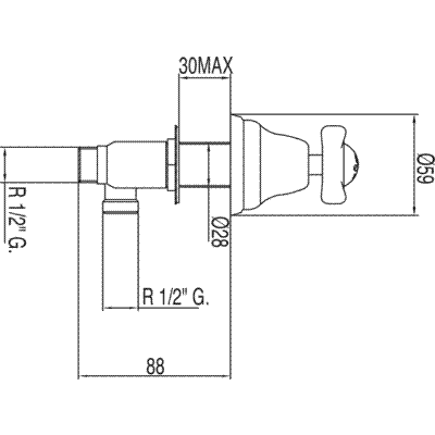 Grifo lateral batería lavabo  - Tres 52412501C