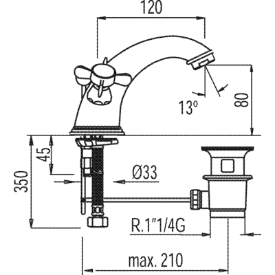 Grifo Bimando lavabo  - Tres 5291030361