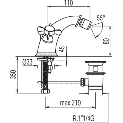 Grifo Bimando bidé  - Tres 5291200161