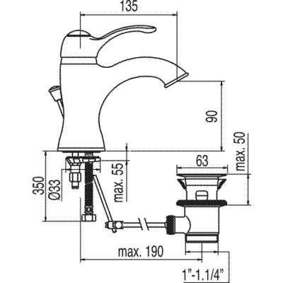 Grifo Monomando lavabo  - Tres 5471030201