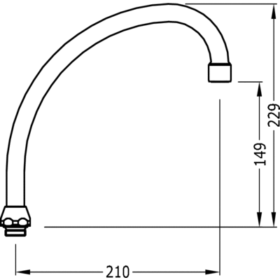 Caño tubo bimando y monomando fregadero 210 mm. - Tres 9134441